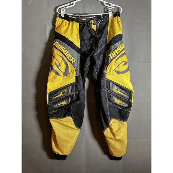 Answer Racing Pants Mens 34 Yellow Black Motocross MX Offroad Dirt Bike Gear - Picture 1 of 8